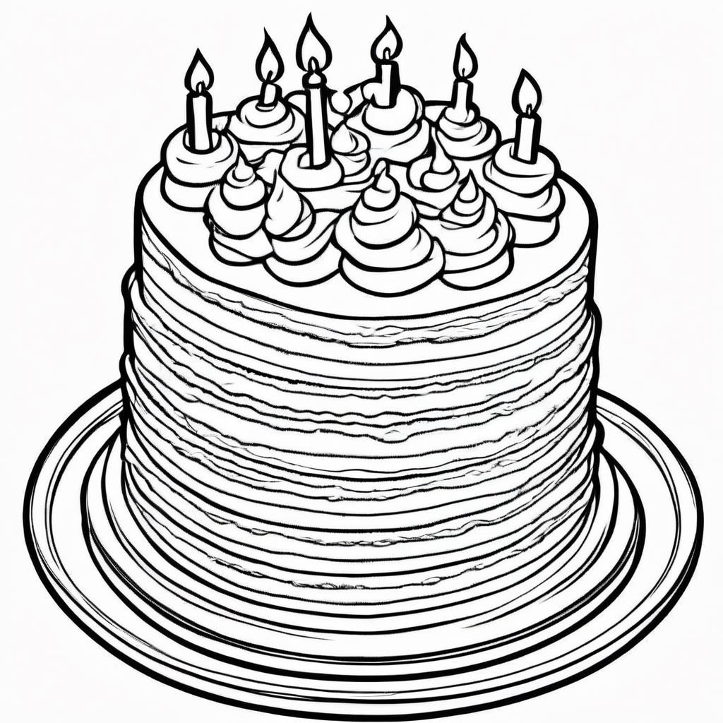 Coloring Page Cake Easy How To Drawing