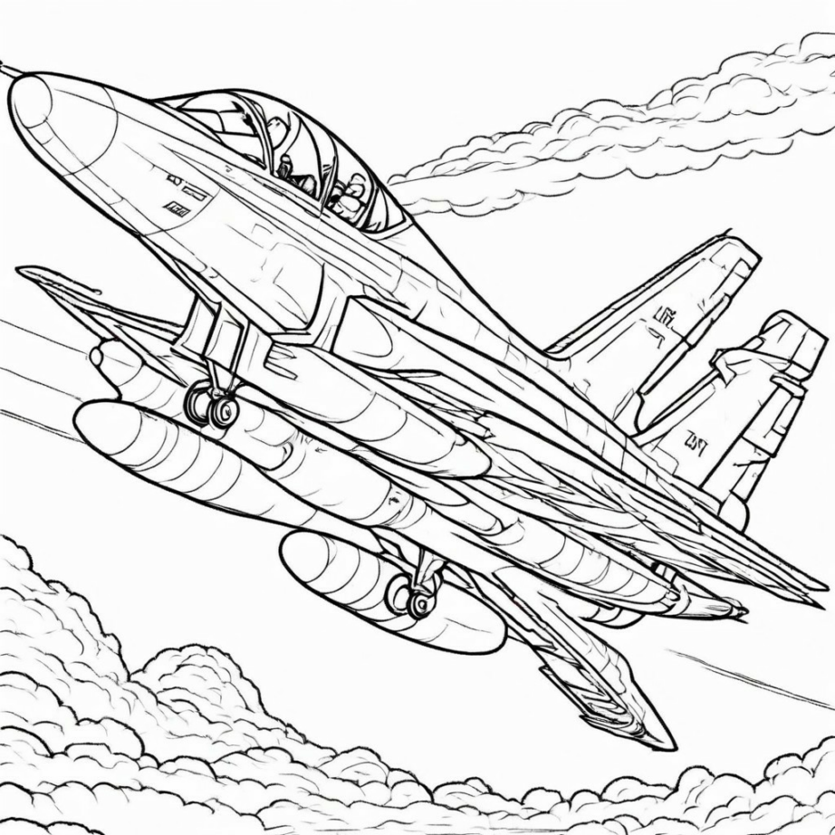 coloring page jet Easy how to drawing